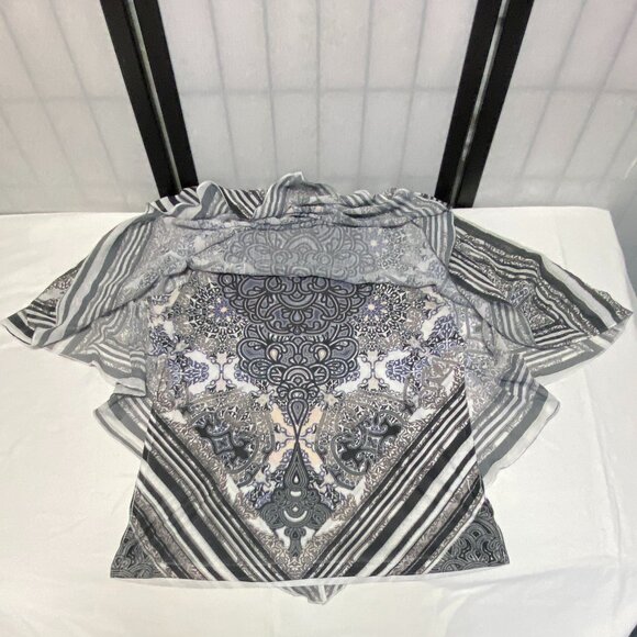 World Unity 2 Piece Set Jeweled Sheer Flutter Batwing Overblouse & Tank Black XL - Picture 10 of 14